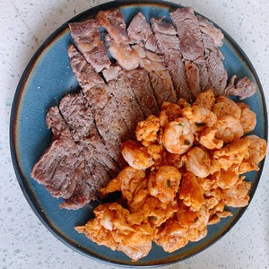 Scrambled Eggs with Shrimp➕steak recipe