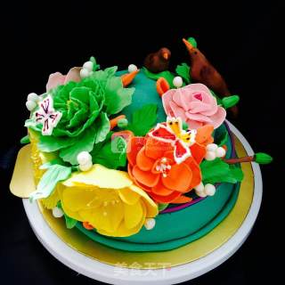 Birds and Flowers Fondant Cake (handmade Version) recipe