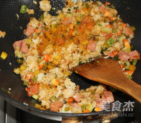 Fried Rice with Scallion and Ham recipe