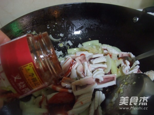 Fried Squid with Colored Pepper recipe