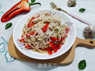 Red Pepper Mixed with Enoki Mushrooms recipe