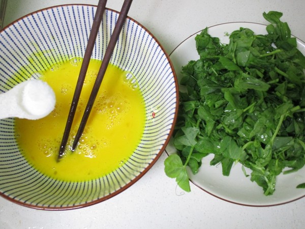 Fried Eggs with Pea Sprouts recipe