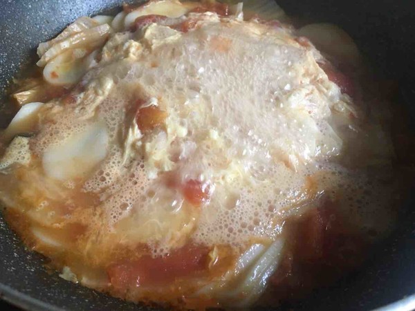 Tomato and Egg Soup Rice Cake recipe