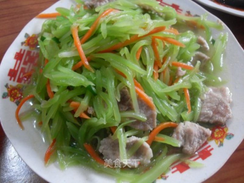 Stir-fried Lettuce and Radish with Sliced Pork recipe