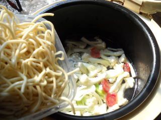 Braised Noodles with Cauliflower Sausage recipe
