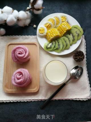 Creamy Purple Sweet Potato Rose Roll recipe