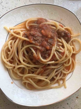 Spaghetti with Tomato Beef Sauce recipe