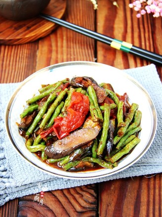 Stir-fried Cowpea with Eggplant and Tomato recipe