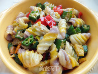 [xinhe Seasoning Gift Box] Trial Report 4-stir-fried Rainbow Cat Ears with Yellow Okra recipe