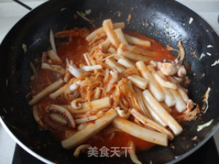 Korean Seafood Kimchi Rice Cake recipe