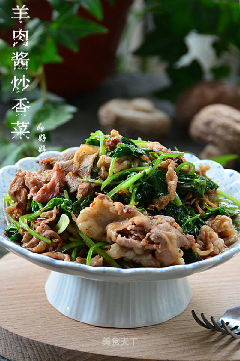 [stir-fried Coriander with Lamb Sauce] recipe