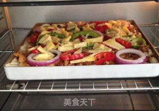 Cashew Chicken Thick Pie Pizza recipe