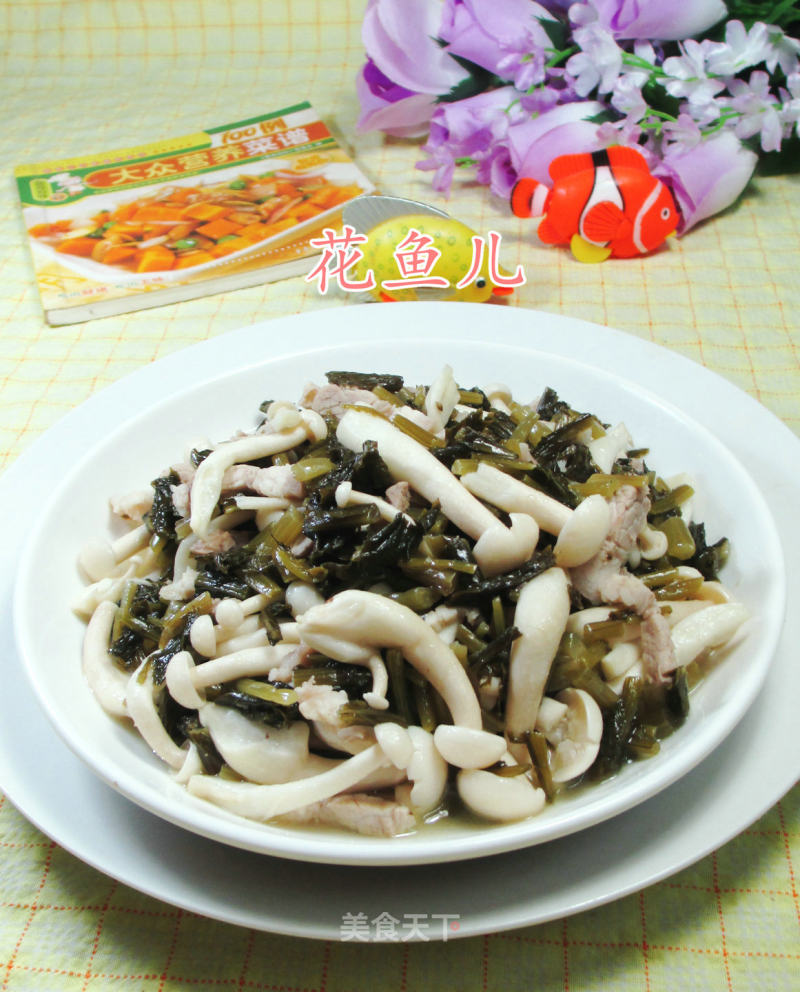 #trust of The Beauty# Stir-fried White Jade Mushroom with Pork Belly and Pickled Cabbage recipe