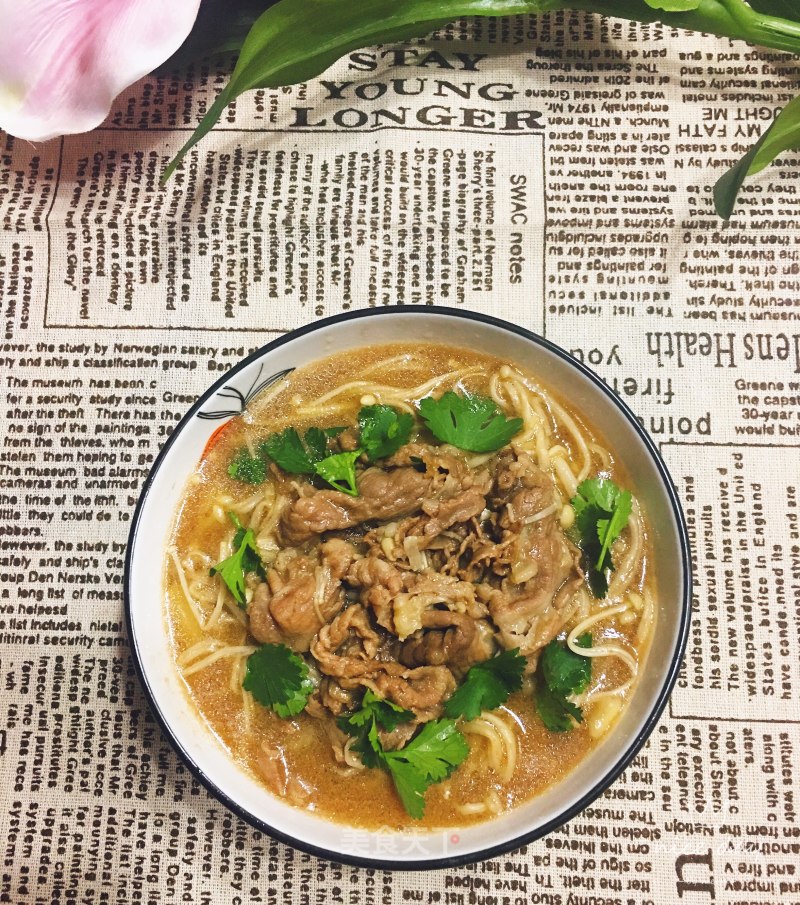 Enoki Mushroom Beef Soup recipe