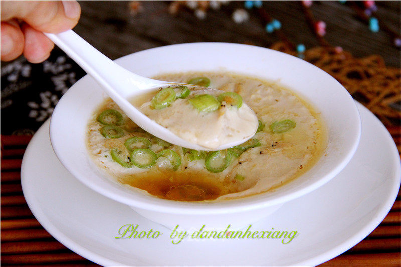 Steamed Eggs with Scallion and Shrimp Skin recipe