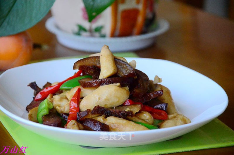 Stir-fried King Pleurotus with Pork Face recipe