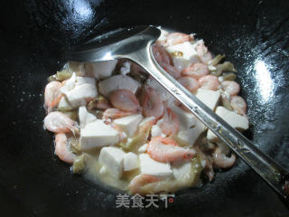 Boiled Tofu with Mustard and White Prawns recipe