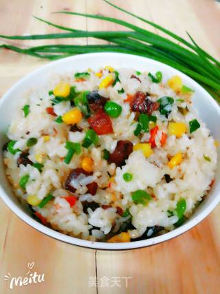 Fried Rice with Sauce and Mixed Vegetables recipe