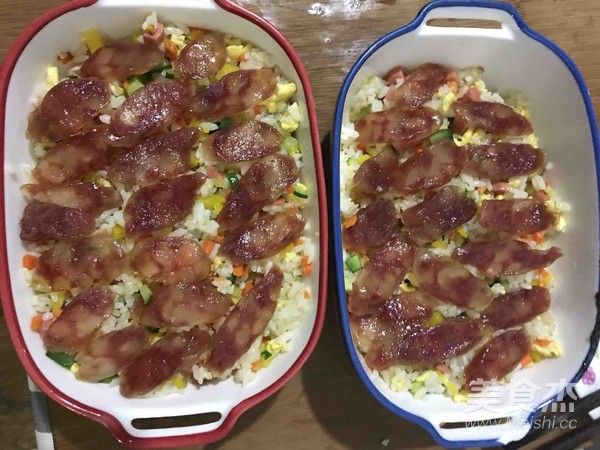 Baked Rice with Cheese and Sausage recipe