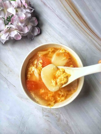 Tomato and Egg Soup Rice Cake recipe