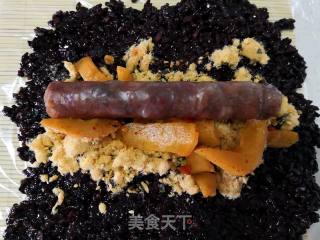 Steamed Black Glutinous Rice with Fried Dough Sticks recipe