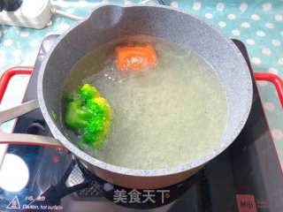 Two-color Porridge with Scallops and Mixed Vegetables recipe