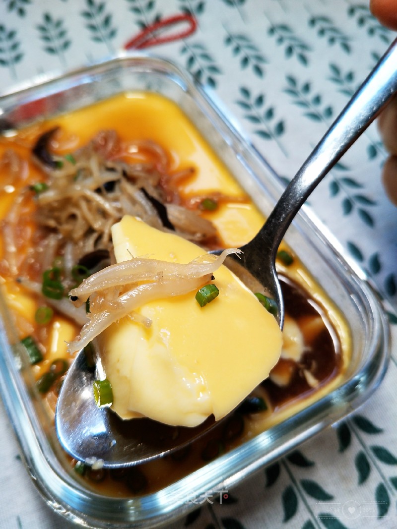 Whitebait Steamed Egg with Scallion Oil recipe