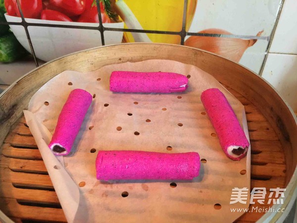 Dragon Fruit Sago Bean Paste Rolls recipe