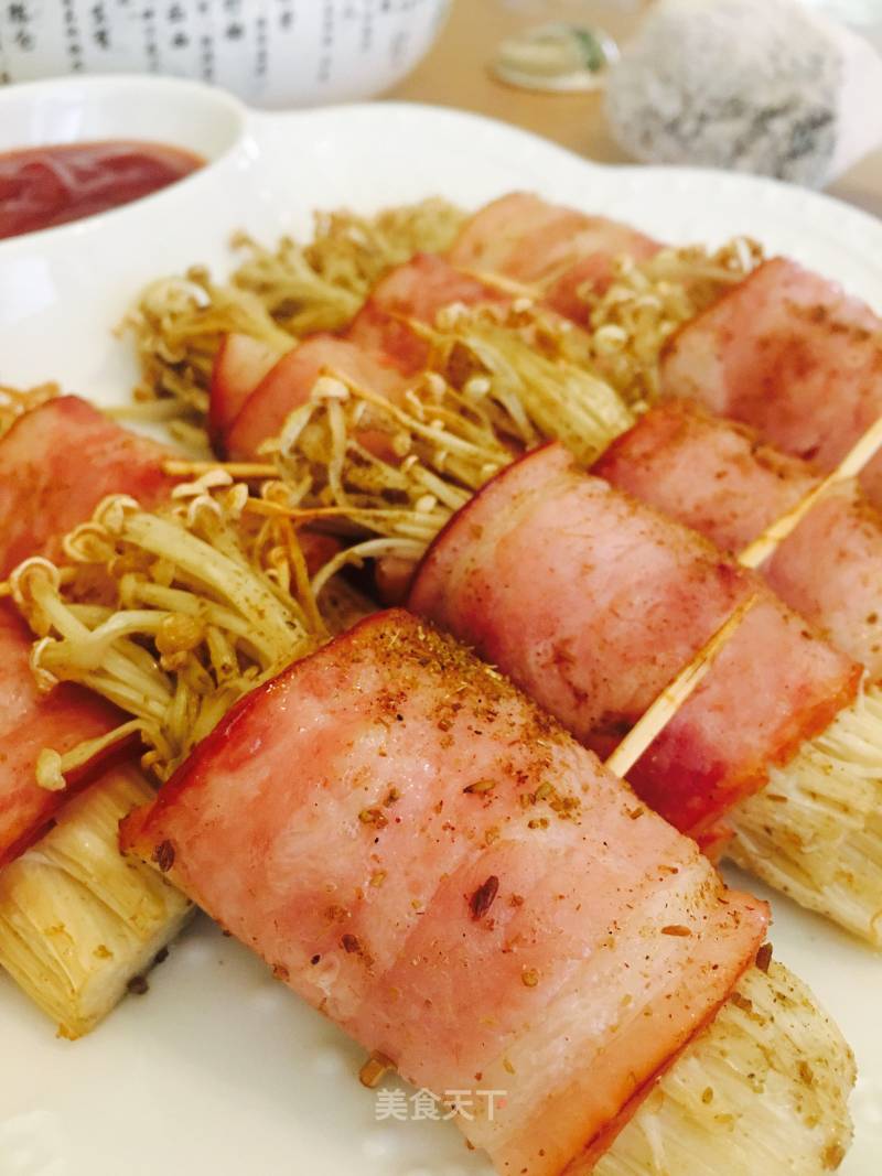 Bacon Roll with Enoki Mushroom recipe