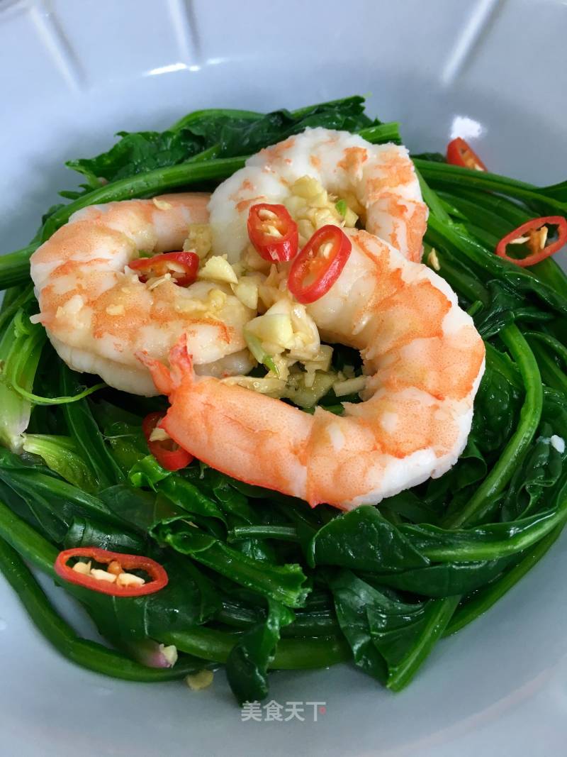 Shrimp Mixed with Spinach recipe