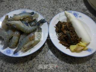 Stir-fried Large Head Shrimp with Plum Dried Vegetables and Rice White recipe