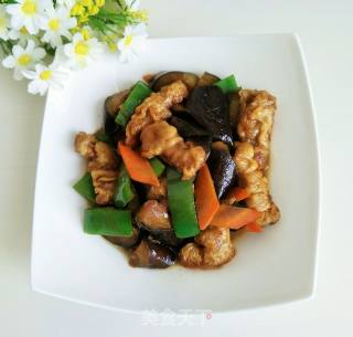 Fried Eggplant with Crispy Pork recipe