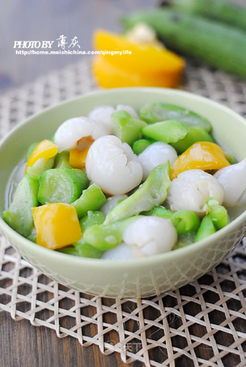 [litchi Pop Loofah]-colorful Vegetarian Food in Summer recipe