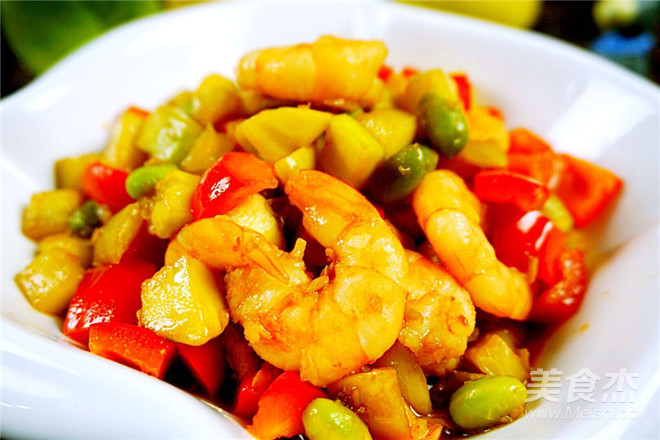 Fried Prawns with Horn Melon recipe