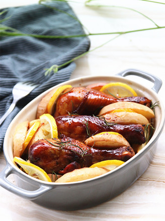 Roasted Chicken Drumsticks with Lime Apples recipe