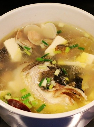 [qibao's Kitchen] Tofu Soup with Clams and Fish Head recipe