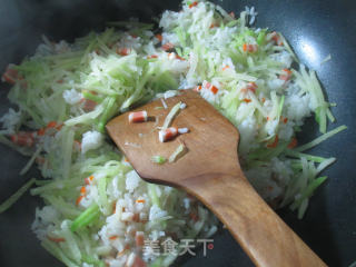 Fried Rice with Shrimp Cake and Green Radish recipe