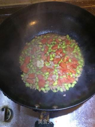 Roasted Edamame with Minced Meat and Tomato recipe
