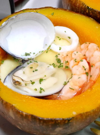 Pumpkin Seafood Steamed Egg recipe