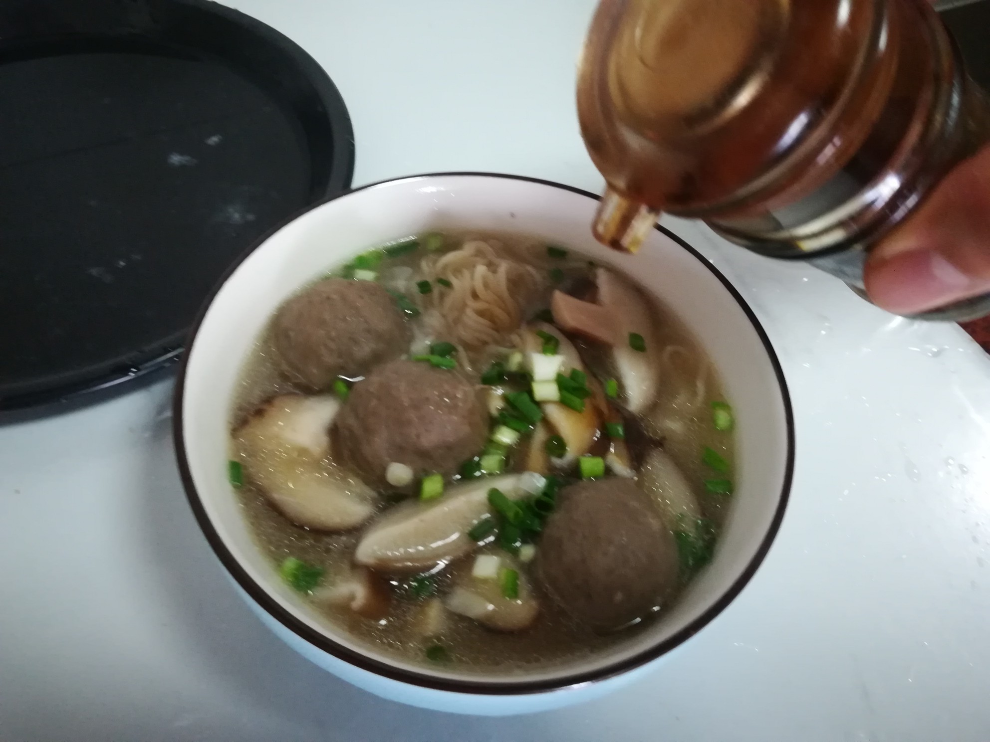 Mushroom Noodles with Meatballs recipe