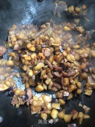 Diced Pork Noodles with Eggplant recipe