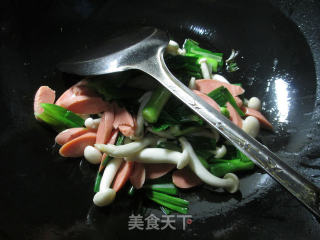 #trust of The Beauty# Stir-fried White Mushroom with Garlic and Ham recipe