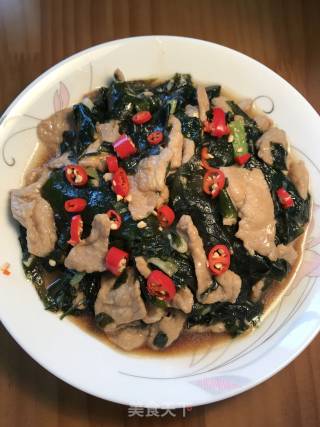 Fried Wakame with Sliced Pork recipe