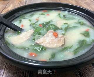 Pork Liver Soup with Wolfberry Leaf in Congee Base recipe