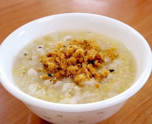 Autumn Nourishing Cloud Selenium Golden Coix Seed Pork Floss Congee recipe