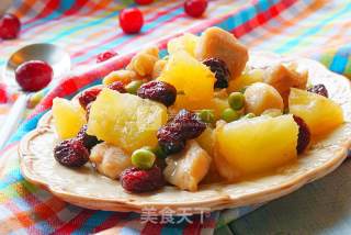 Three-color Diced Chicken with Raspberries recipe