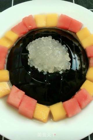 Black Jelly with Fruit Sago recipe