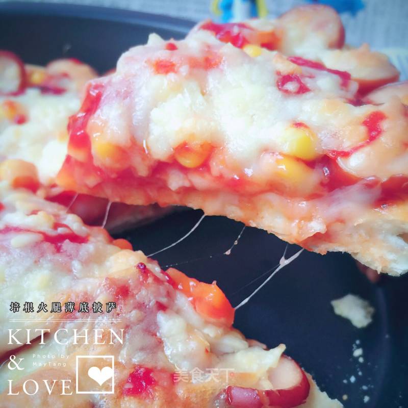 Thin Bottom Pizza with Bacon and Ham recipe