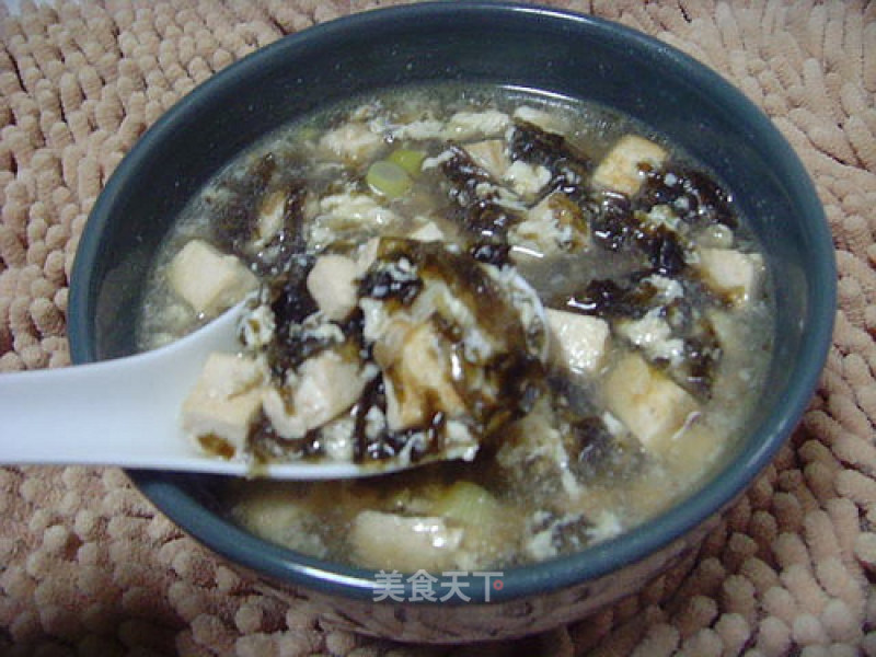 Seaweed, Tofu and Egg Drop Soup. recipe