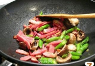 Asparagus and Mushroom Stewed with Ham recipe